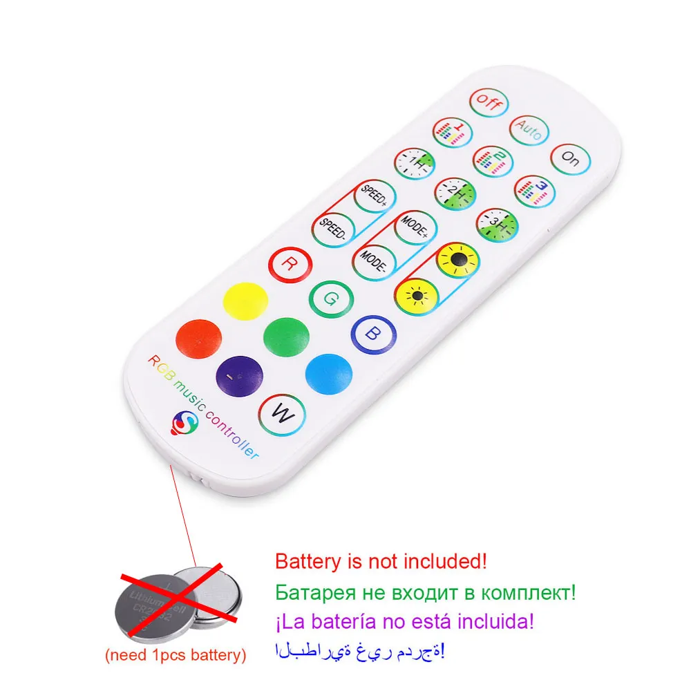 Bluetooth Music RGB LED Strip Controller Dimmer APP Remote Control 24 Keys Bluetooth Music RGB Dimmer Connected DC 5V 12V 24V