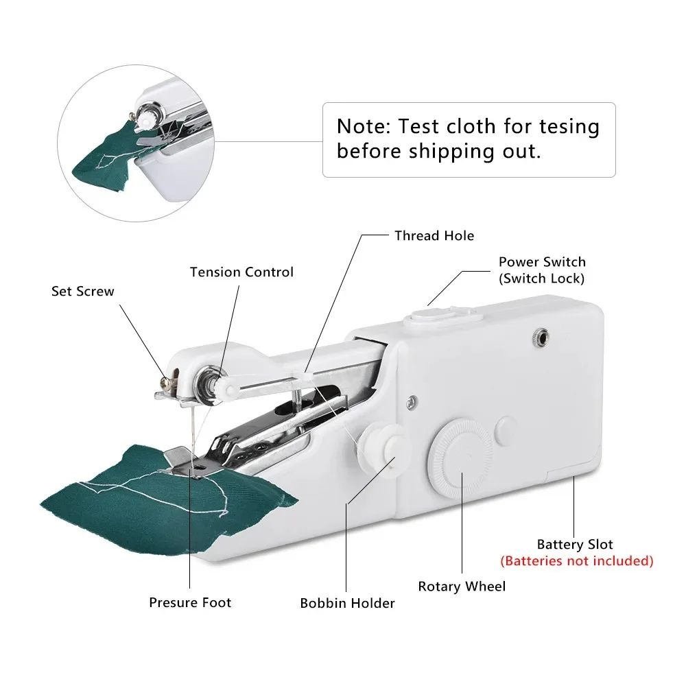 Portable Handheld Sewing Machine Mini Stitch Sewing Needlework Cordless Clothes Fabric Electric Sewing Machine