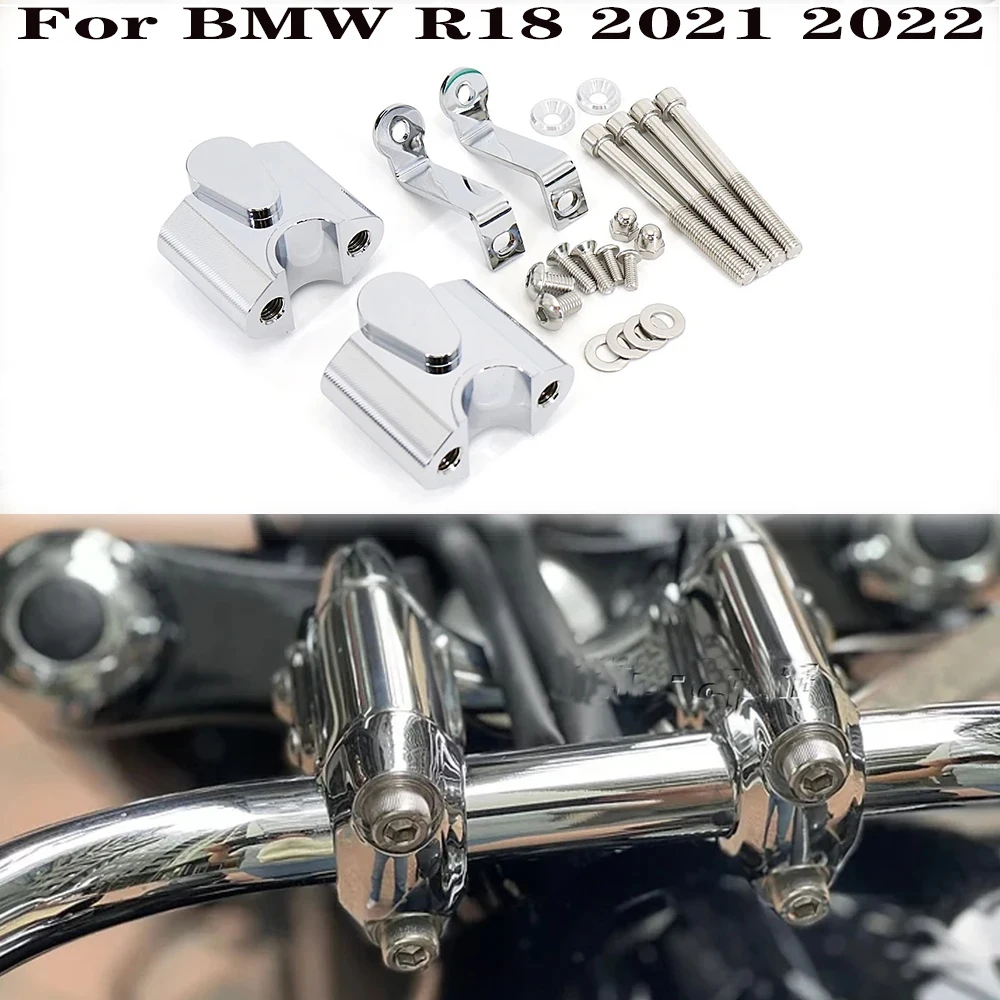 

NEW Motorcycle Accessories Chrome Handlebar Heightening Riser Bar Clamp Mount Handlebar Riser FOR BMW R18 R 18 Classic 2021-2022