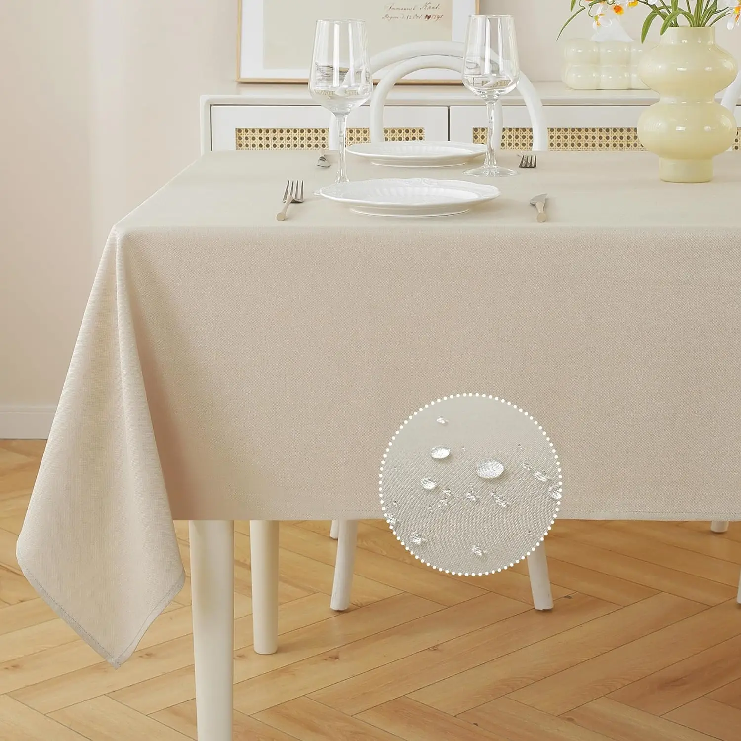 Wasserdichte rechteckige Tischdecke, abwischbare Bauernhaus-Tischdecke, schmutzabweisend, knitterfrei, für Küche, Esszimmer, Urlaub, Party, Dekoration