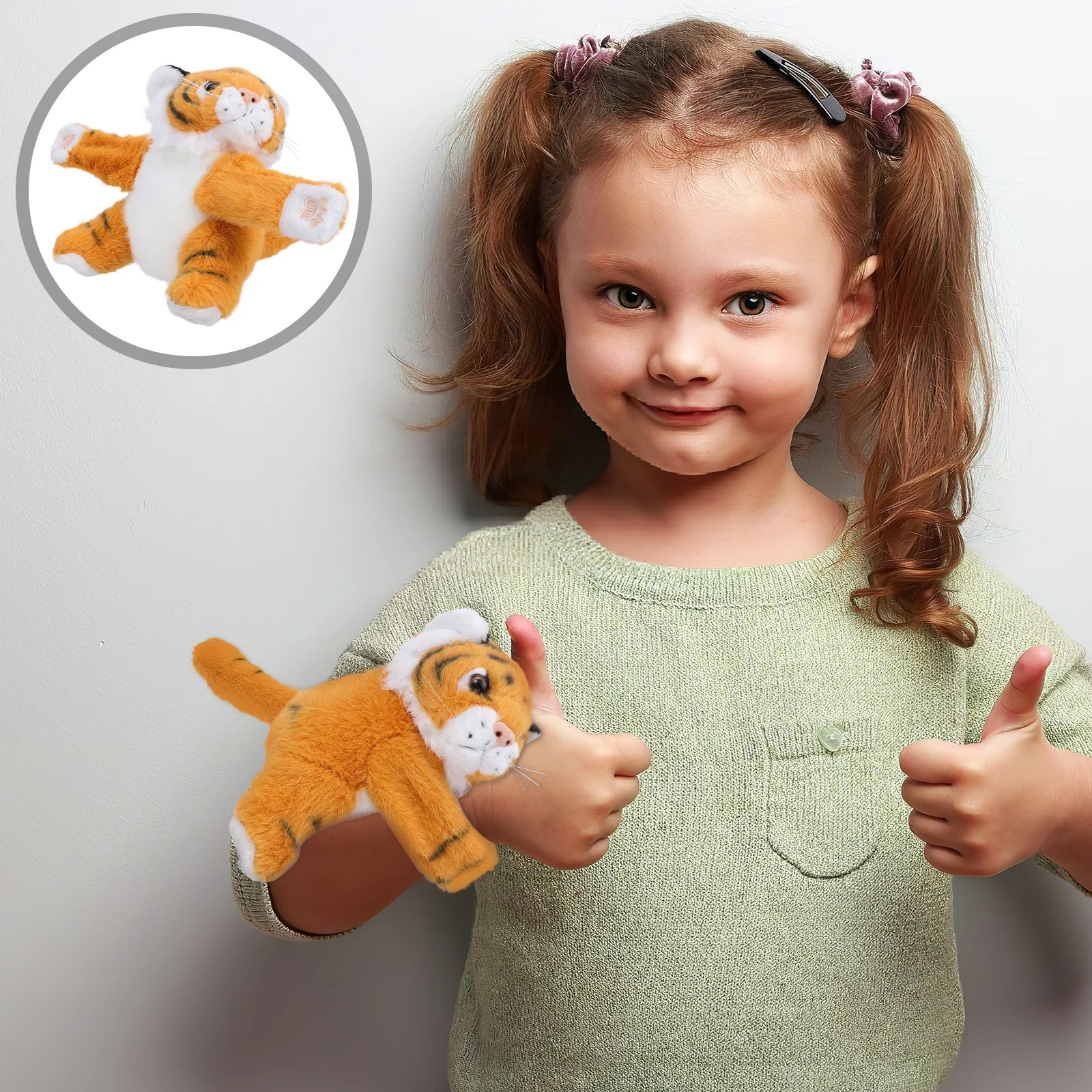 

Tiger Slap Bracelet Soft Stuffed Animal Snap Band For Kids Adjustable Wrist Hugger Birthday Party Favors Christmas Goodie Bag