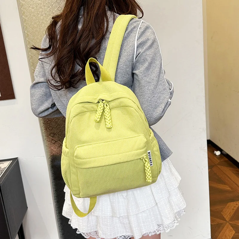 Zaino piccolo in velluto a coste per donna Zaino casual versatile e carino Zaini per cartoni animati Borse per il ritorno a scuola Borsa firmata Сумка Sac