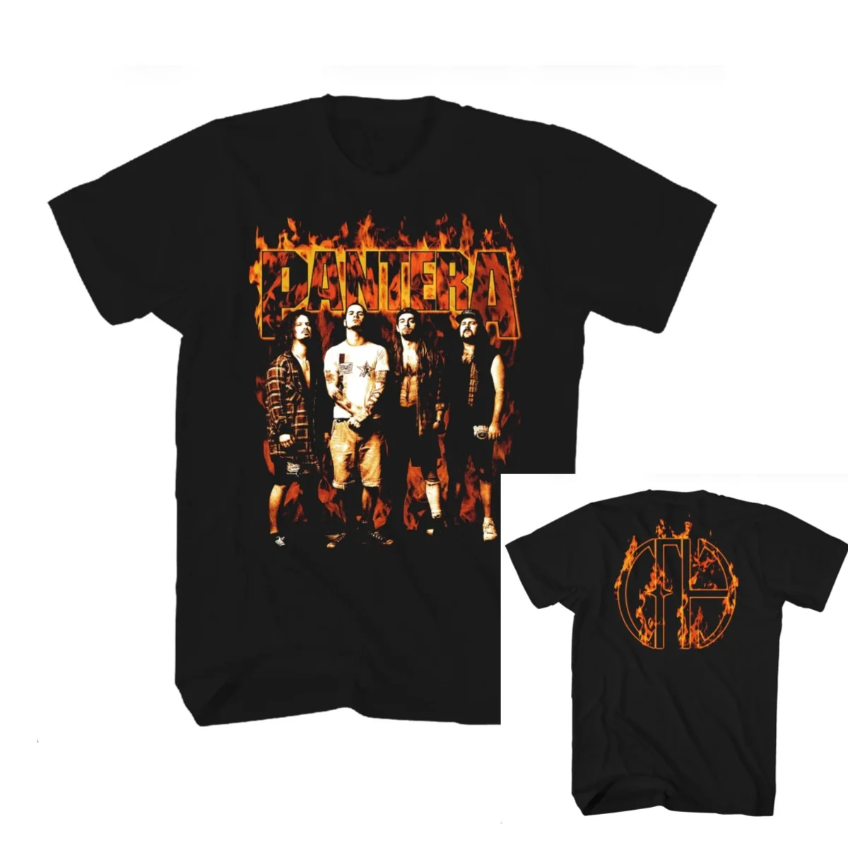 Pantera Flames Band Logo Casual T-shirt Luxury Brand for Men and Women