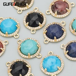 GUFEATHER MD07,jewelry accessories,18k gold plated,nickel free,copper,natural stone,diy pendants,charms,jewelry making,4pcs/lot