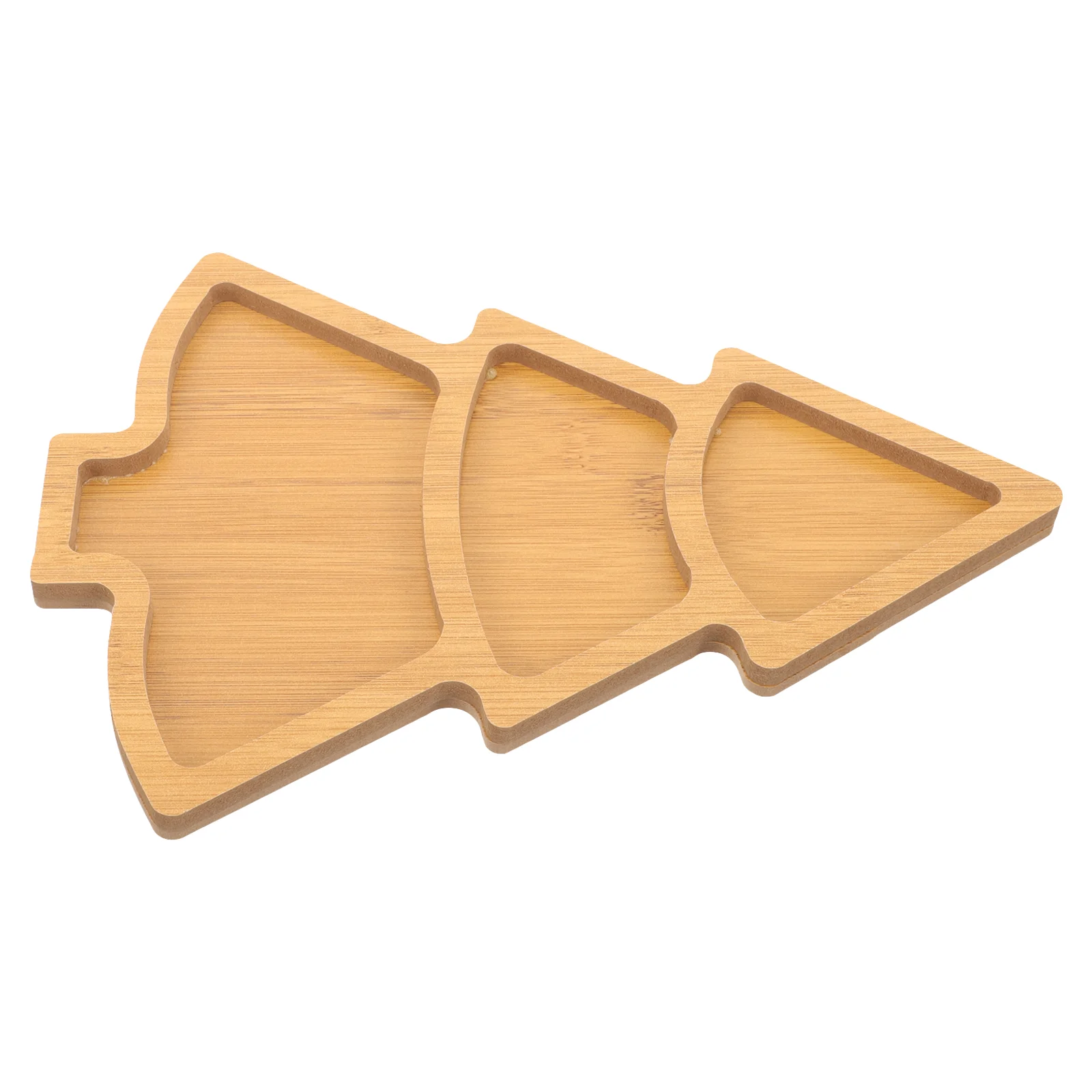 

Christmas Tree Tray Dessert Plates Tabletop Food Trees Shaped Dish Cutlery Set Wood Dinner