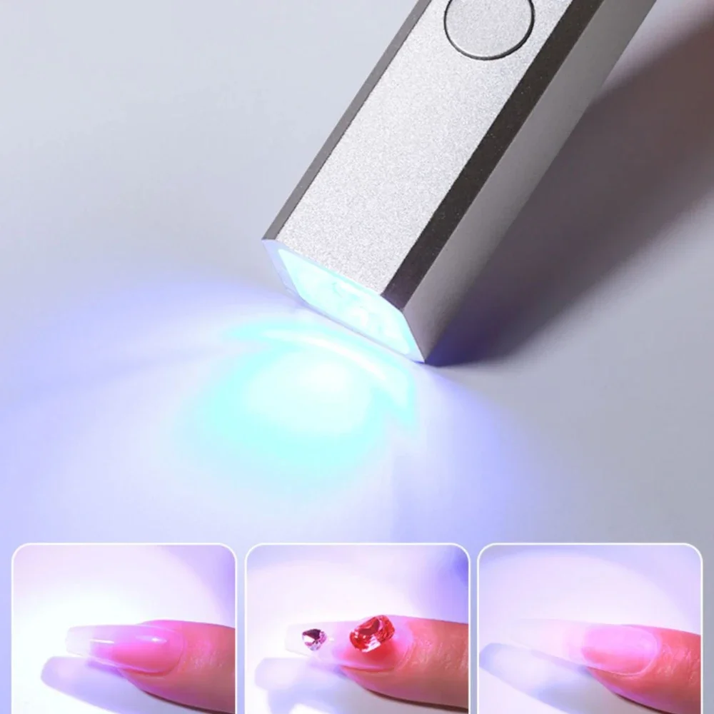 1PC draagbare metalen kleine nagellamp met handheld ontwerp 8-seconden drogen oplaadbare nagel fototherapie lamp manicure gereedschap