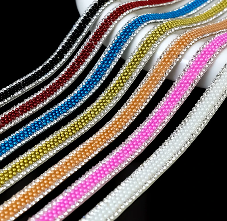 10 Yard Strassbänder Glitzer Kristall Diamant DIY Handwerk Selbstklebende Perlenrolle Hochzeit Party Festival Geschenk Dekoration – Detail 1