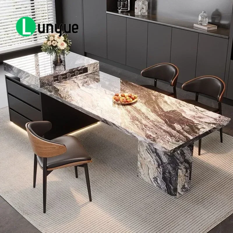 Italian Sintered Stone Kitchen Island Dining Table Retractable Multi Functional Furniture for Large Villa Household