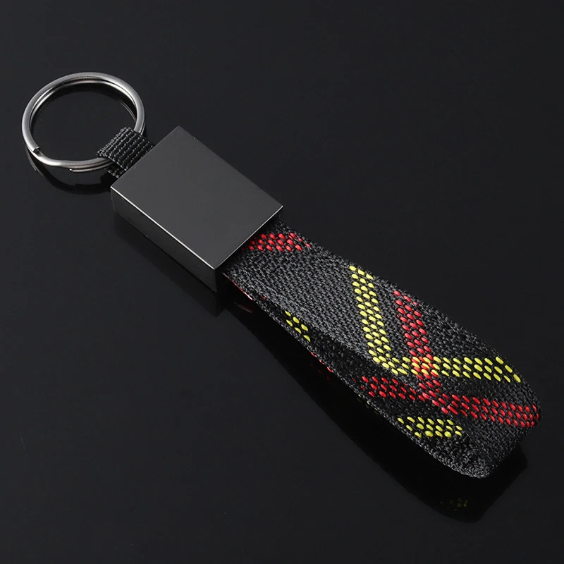 2026 New Nylon Woven Webbing Car Key Chain Holder Pendant Anti-loss Keyring Auto Interior Accessories