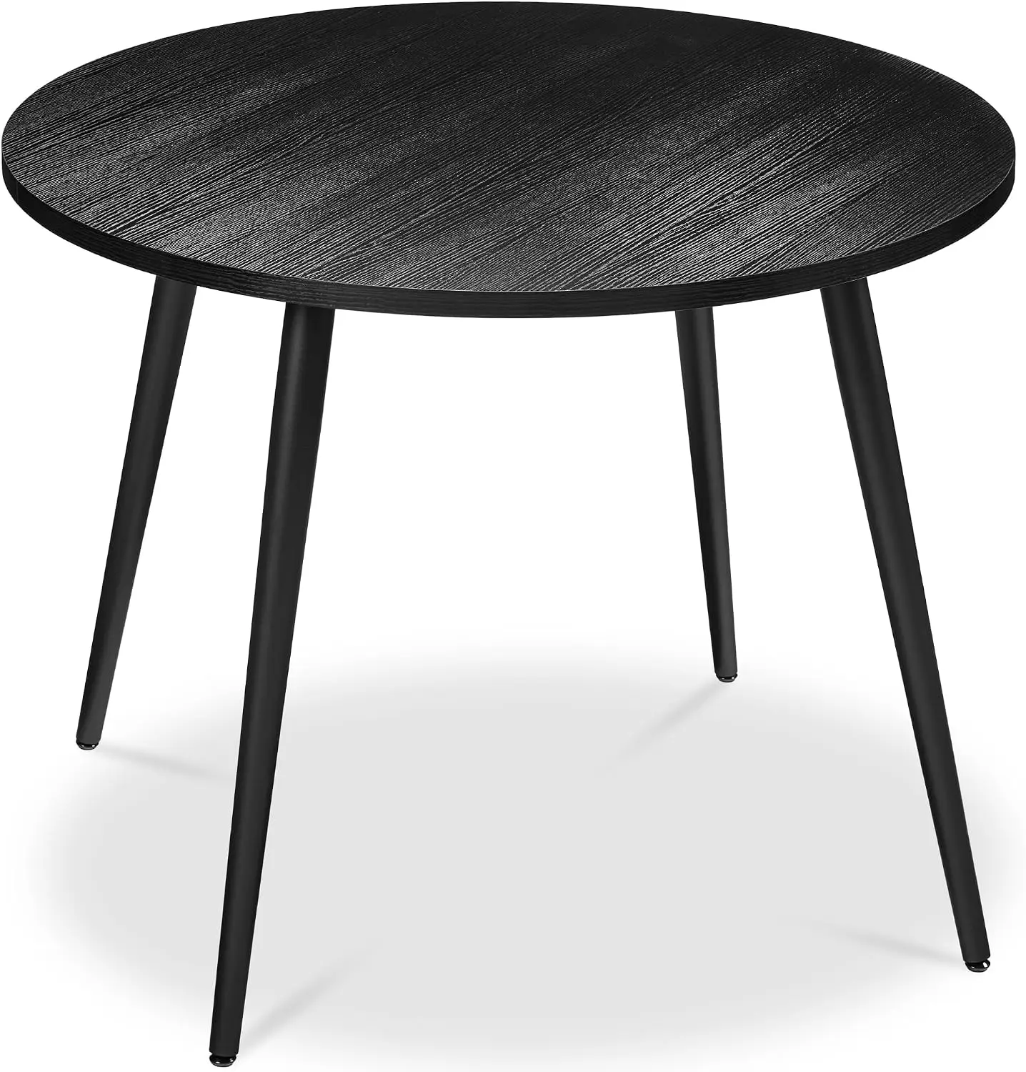 Round 35.5in Dining Table for 4 w/Sturdy Wood Finish Steel Legs, Mid Century Modern, Space-Saving, Customized