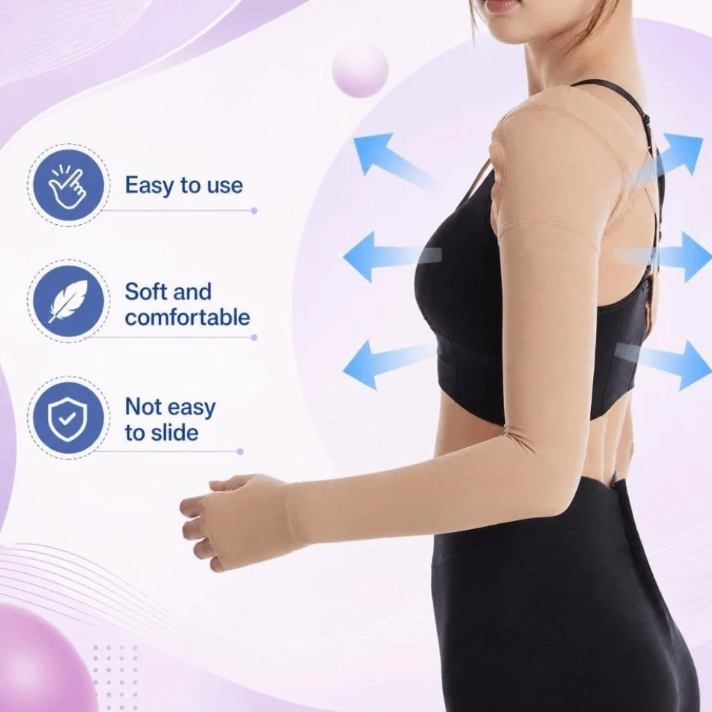 Stretchy Compression Arm Sleeve Breathable Comfortable Arm Compression Stocking Skin-friendly Durable Shoulder-strap Arm Sleeve