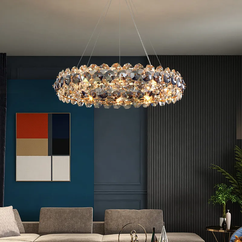 Light luxury crystal chandelier designer creates minimalist living room, bedroom, high-end restaurant lighting fixtures