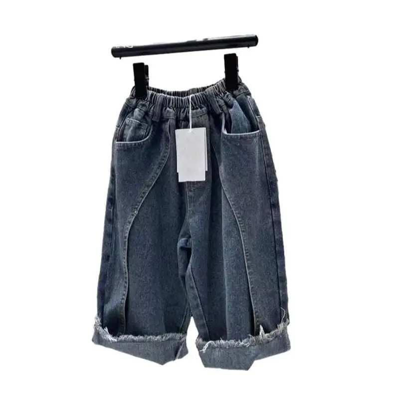 2026 Spring Autumn Boys Korean Style Loose Denim Jeans Casual Streetwear Fashionable Kids Trousers