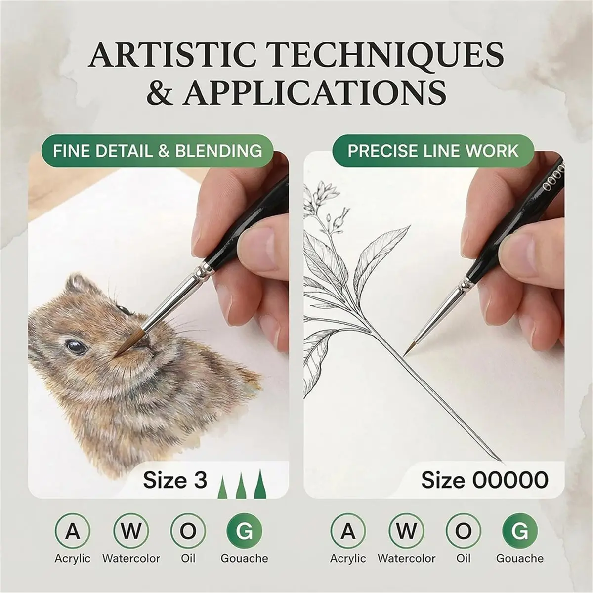 

Набор миниатюрных кистей Yutiars, 44 шт., для акрила, масла, акварели и других красок