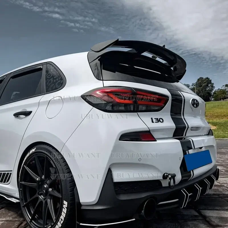 2021 + Für Hyundai I30 I20 Dach Spoiler Hohe Qualität ABS Carbon Look ABS Material Auto Hinten Flügel Spoiler Zubehör körper Kit
