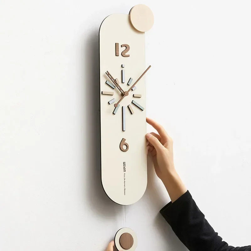 Cream Color Modern Wall Clock Tool Free Hanging Silent Quartz Creative Decor for Living Room Kitchen Dining