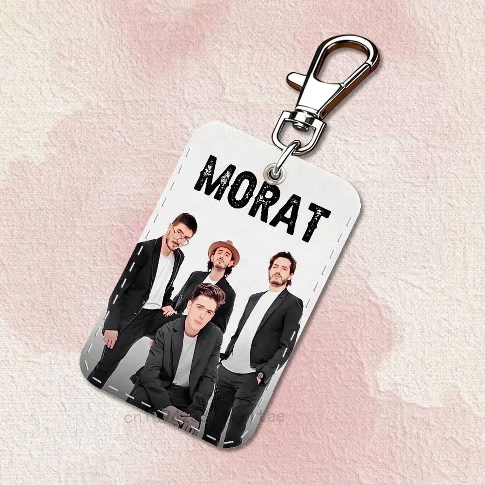 M-Morat 밴드형 직사각형 액세스 카드 케이스 가죽 카드 홀더 키체인 키링 교통카드 케이스