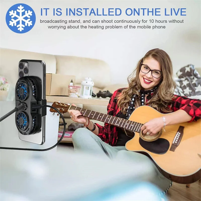 Back Clip Type Phone Game Cooling Fans Cooler Dual Fan Quick Cooling Abs Semiconductor Strong Wind Game Radiator For Smartphone