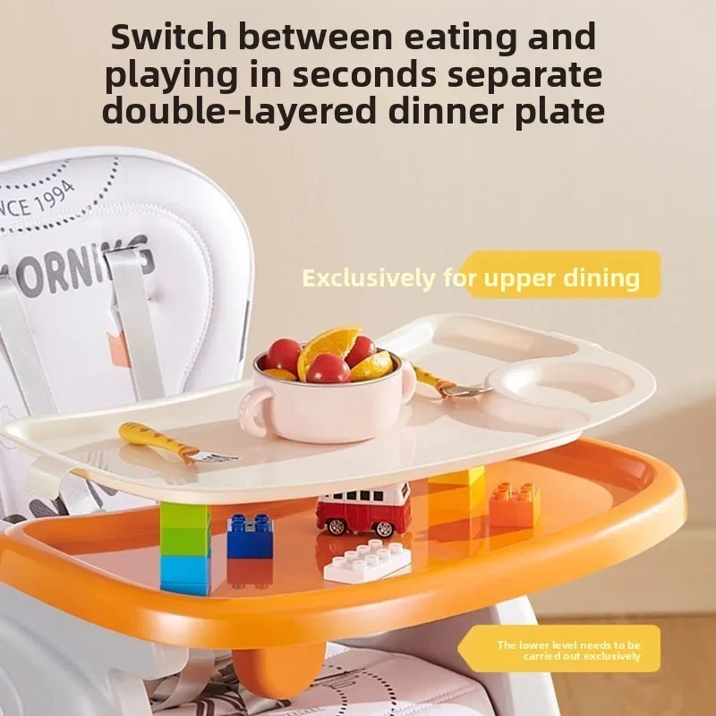 Adjustable Portable Kids Dining Chair Infant Trainer Seat for Home Convertible Learning Table and Feeding Seat Safe Comfortable