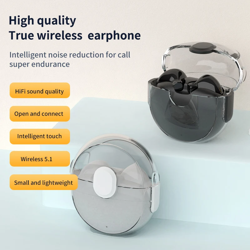 

PCY L12S Semi Transparent Wireless Bluetooth Earphones Noise Reducing Ultra Long Battery Life Outdoor Sports Wireless Earphones