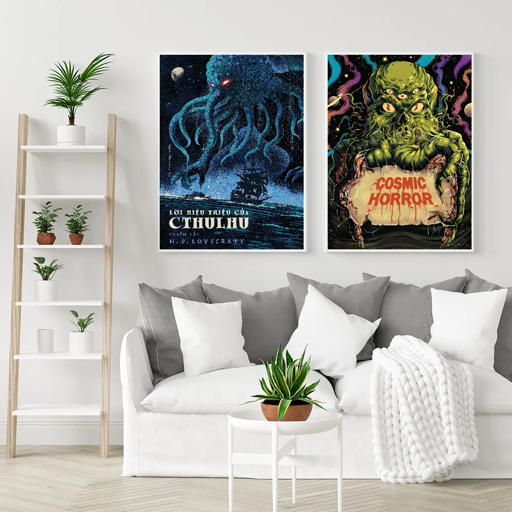 1PC Cthulhu Poster Self-adhesive Art Waterproof Paper Sticker Coffee House Bar Room Wall Decor