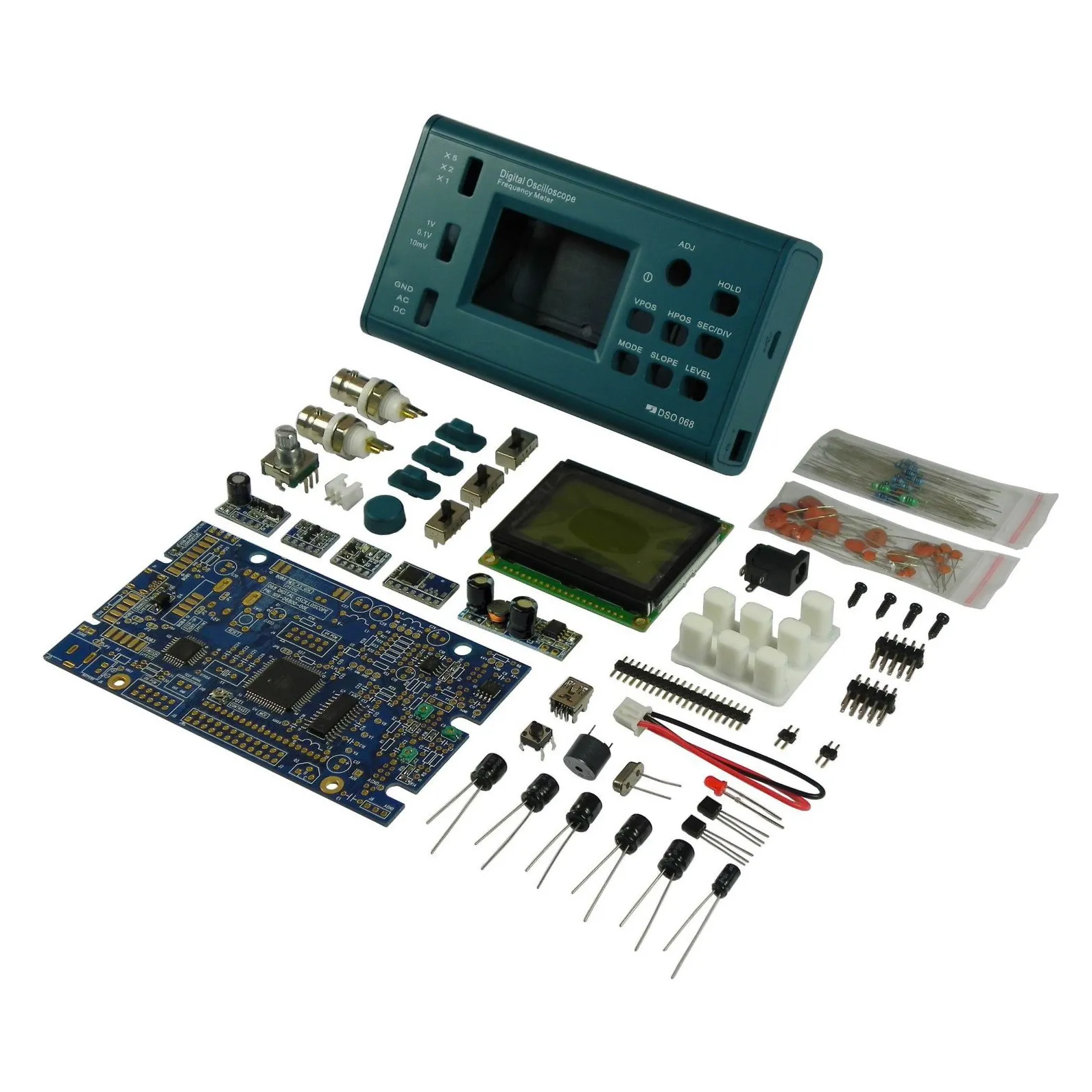 

Dso068 20Msa/S 3Mhz Oscilloscope Lcd Digital Storage Frequency Meter Professional Bnc Probe Usb Interface Diy Oscilloscope Kit