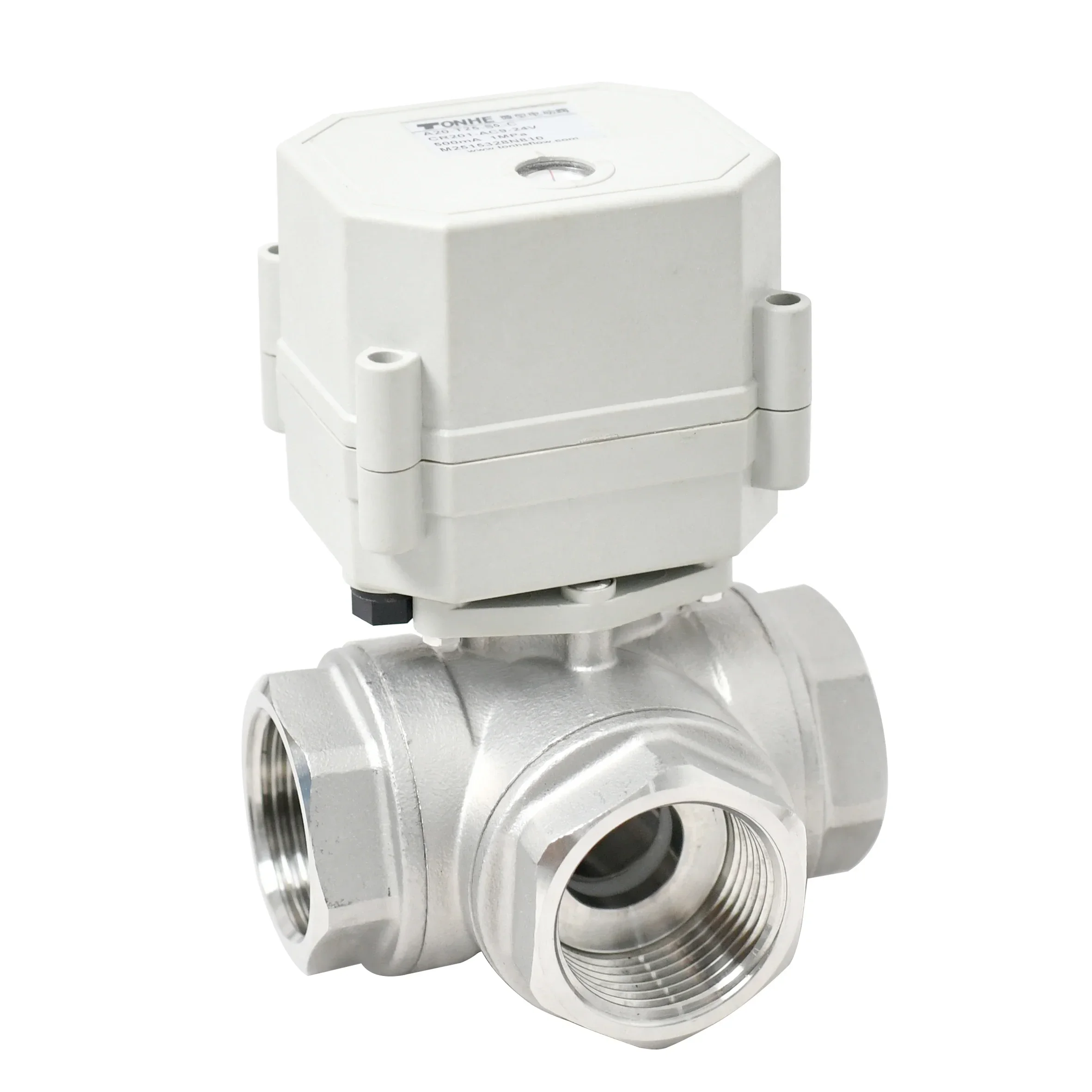 tonheflow cr501 3 way valve with manual override DN25 1inch SS304 motorized water valve