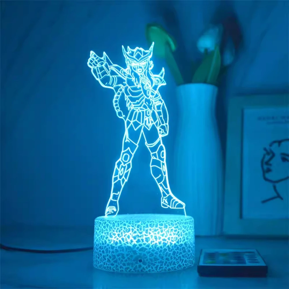 3D Saint Fighter Night Lamp para Crianças, Anime Lâmpada LED, Action Figure Japonês, Manga Night Light, Presente do Menino, Decoração do quarto, Quente, Dropship