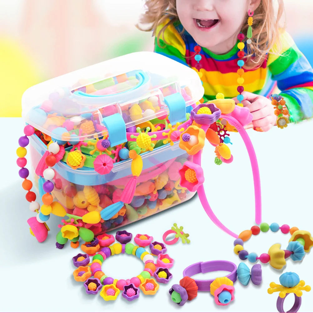 

Plastic DIY Beads Assorted Sizes Colorful Box for Girls Bracelet Necklace Making Enhance Creativity Hand Eye Coordination