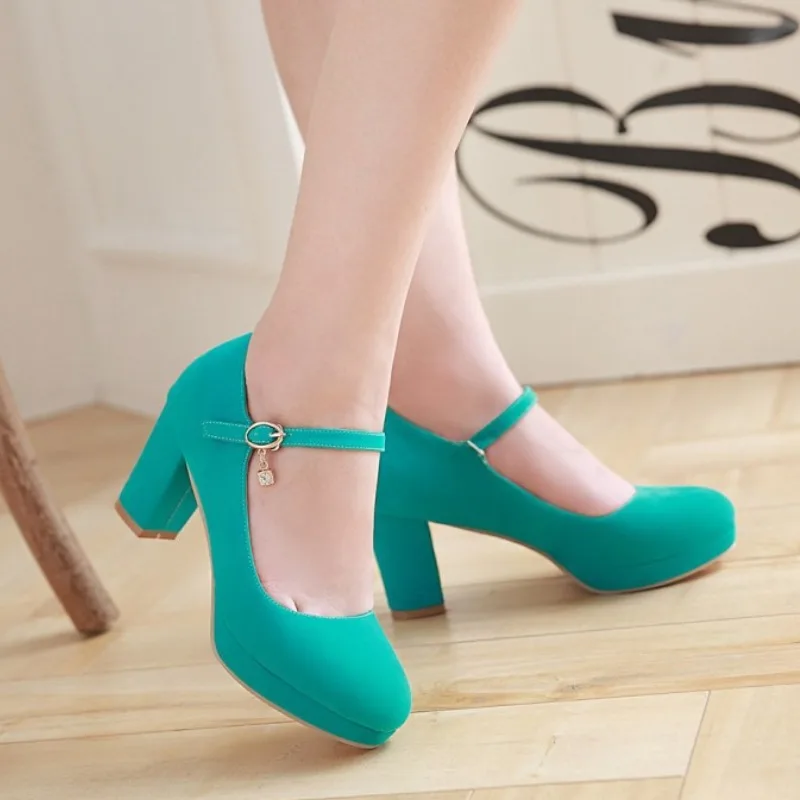 Suede High Heeled Mary Jane Shoes Round Toe Chunky Heel Plus Size 43 Mary High Heel Shoes Comfort Platform Lolita Shoes Ladies