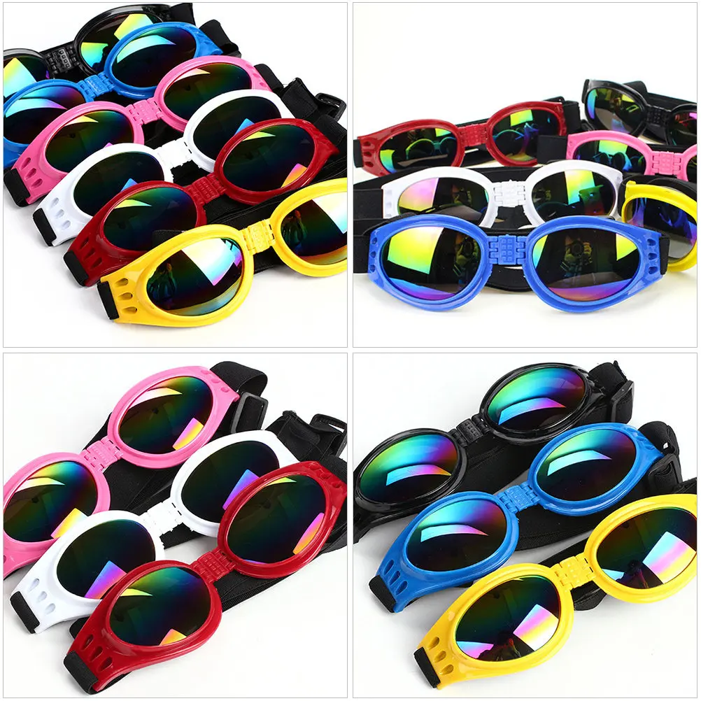 5Pcs Pet Sunglasses for Dogs Foldable Portable Uv Blocking Eyewear Adjustable Stretch Strap Lightweight Comfort Fit Cool