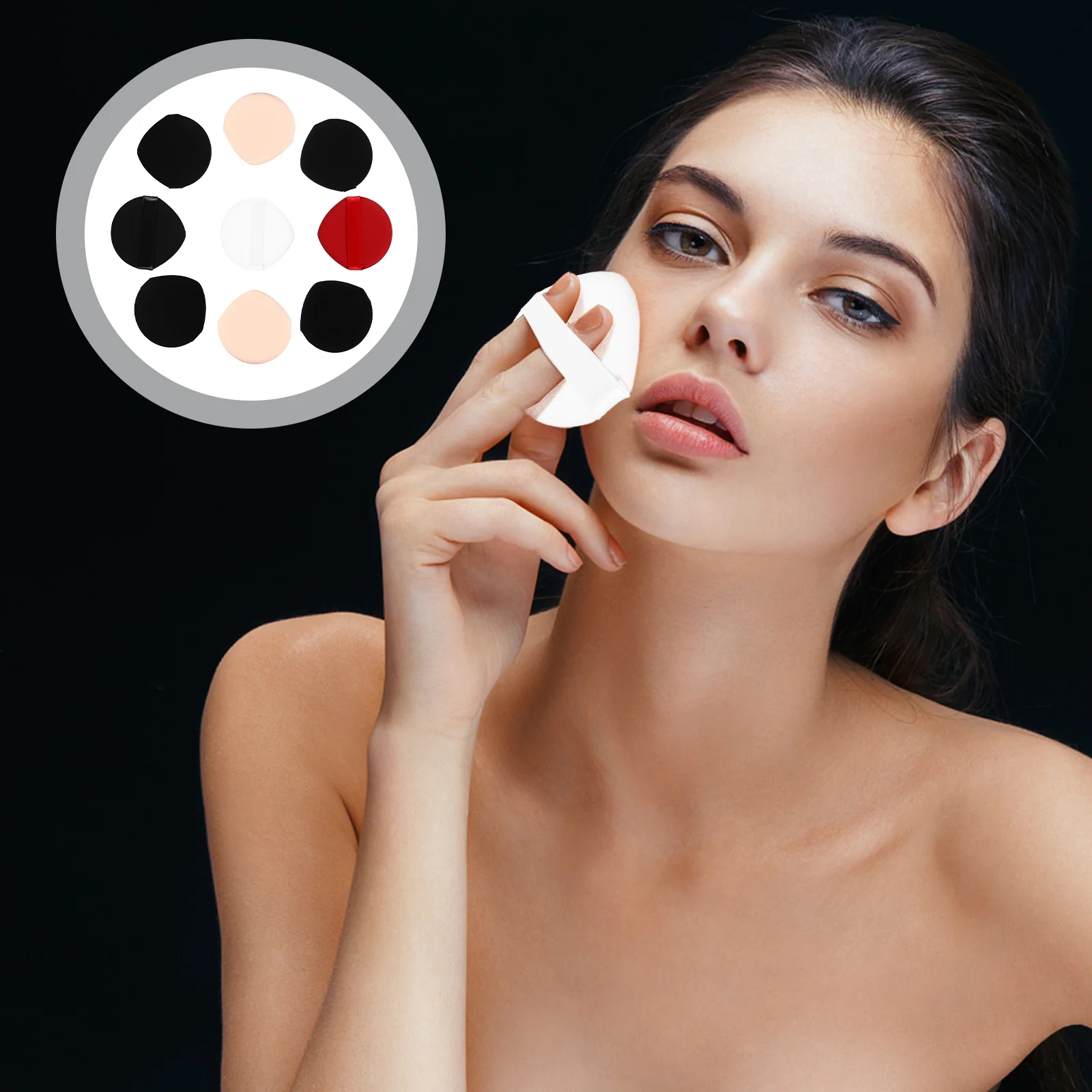 9 szt. Gąbeczek do pudru, miękkie, zmywalne aplikatory do makijażu twarzy do podkładu i pudru sypkiego z paskiem