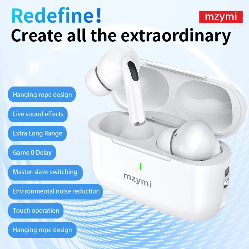 Mzymi E17ANC Auricolari Inear Wireless Bluetooth5.3 Hifi Stereo Sound Auricolari con cancellazione attiva del rumore Sport Auricolare per XIAOMI