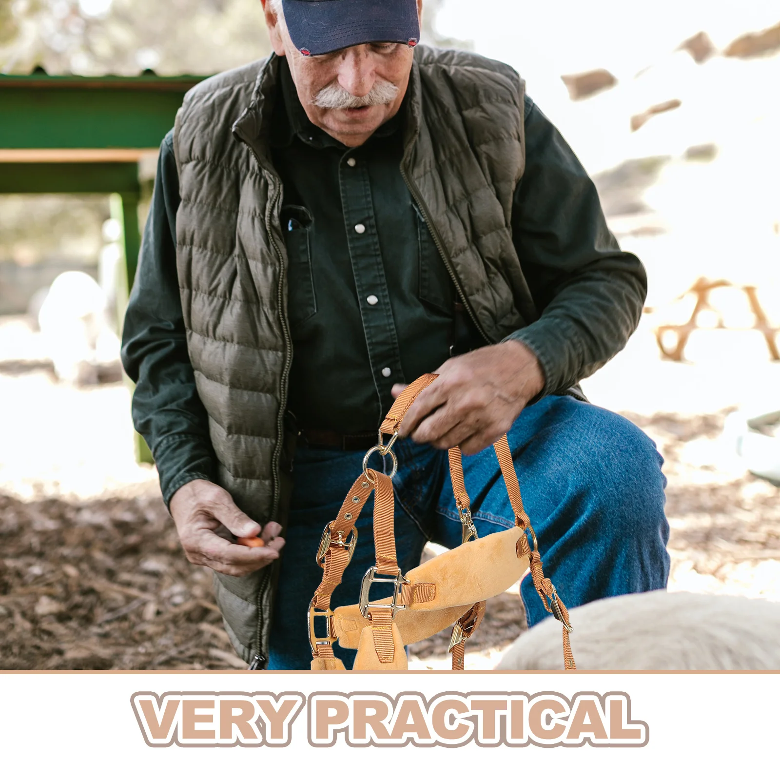 رسن مع حبل قابل للتعديل مبطن لتدريب الفروسية طوق رأس حصان الانفصالي لركوب الخيل للاستخدام المستقر #3