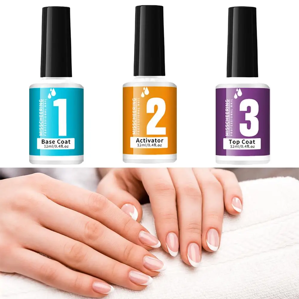 12ML Transparent Top Base Coat Activator Gel Polish UV Sealer Long Lasting Soak Off Nail Art Varnish Use For Diping Powder T1J5