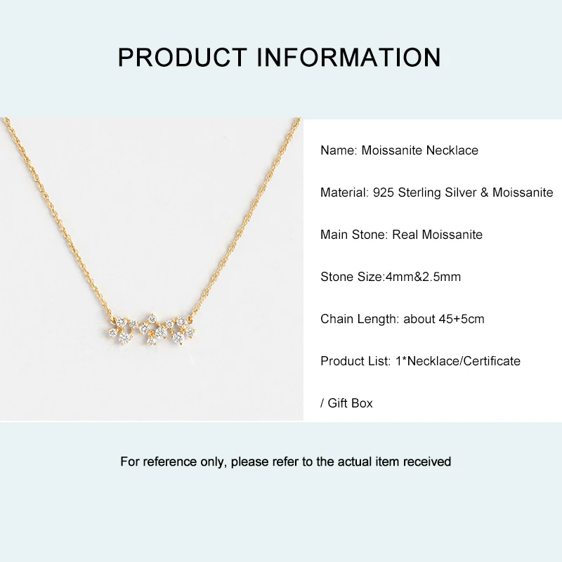 Lnkry Certified 4mm&2.5mm Moissanite Pendant Necklaces Collier Argent 925 Sterling Silver Necklace For Women Sparkling Jewelry