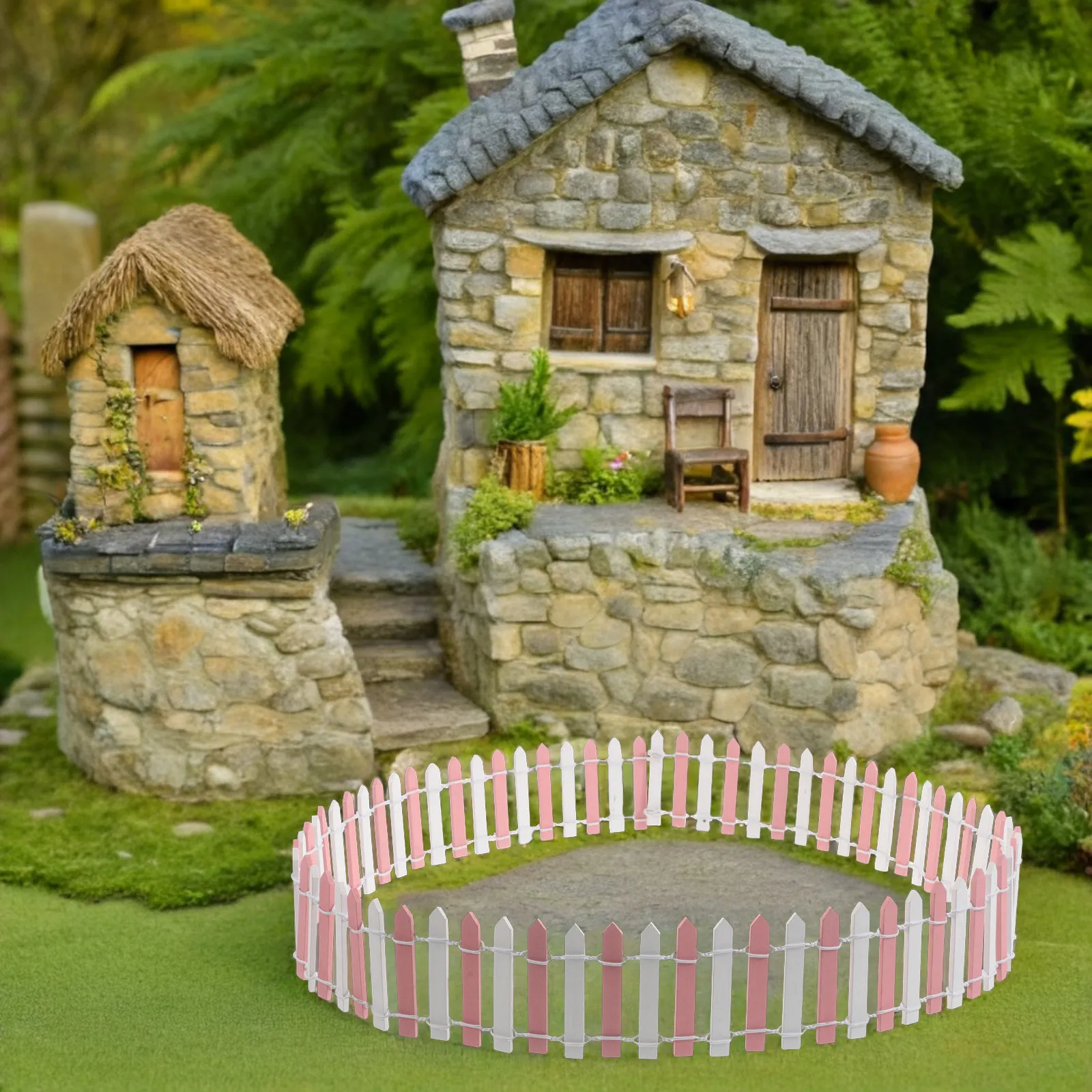 Small Dual Tone Wood Fence Miniature Decoration for Fairy Garden Micro Landscape Crafts Decorate Fence Wood