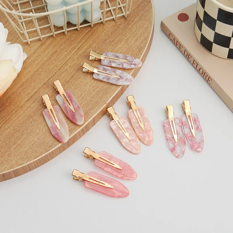 

2025 New Simple Sakura Pink Seamless Hair Clip Women Acetate Sheet No Bend Bangs Clip Duckbill Clip Hairpins Hair Styling Tool