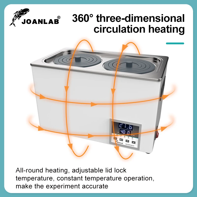 JOANLAB bak air pemanas termostatik, perangkat Lab tampilan Digital, peralatan Lab temperatur konstan 2 lubang
