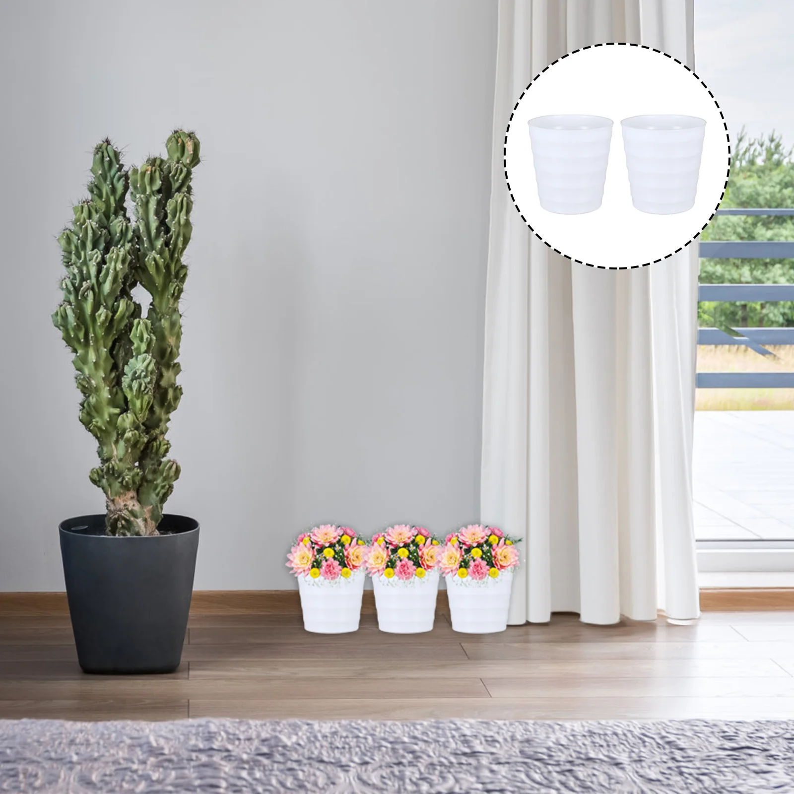 

2Pcs Premium Plastic Flower Pots Thickened Base Planter for Desk Window Sill Bathroom Decor Garden Green Plants Pot Container