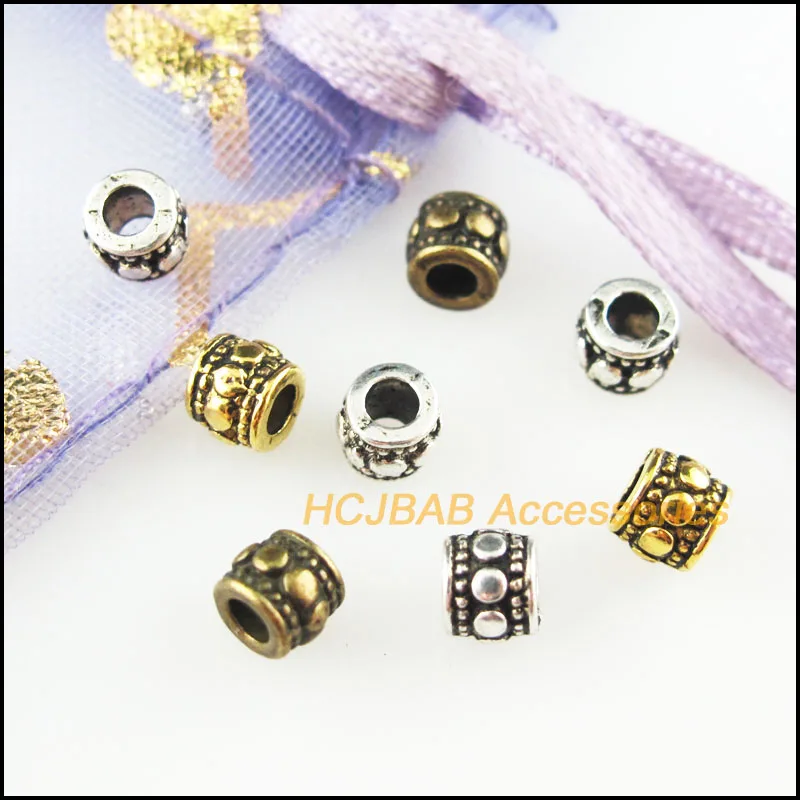 100Pcs Antiqued Bronze Gold Silver Plated Tube Spacer Beads Charms 4mm