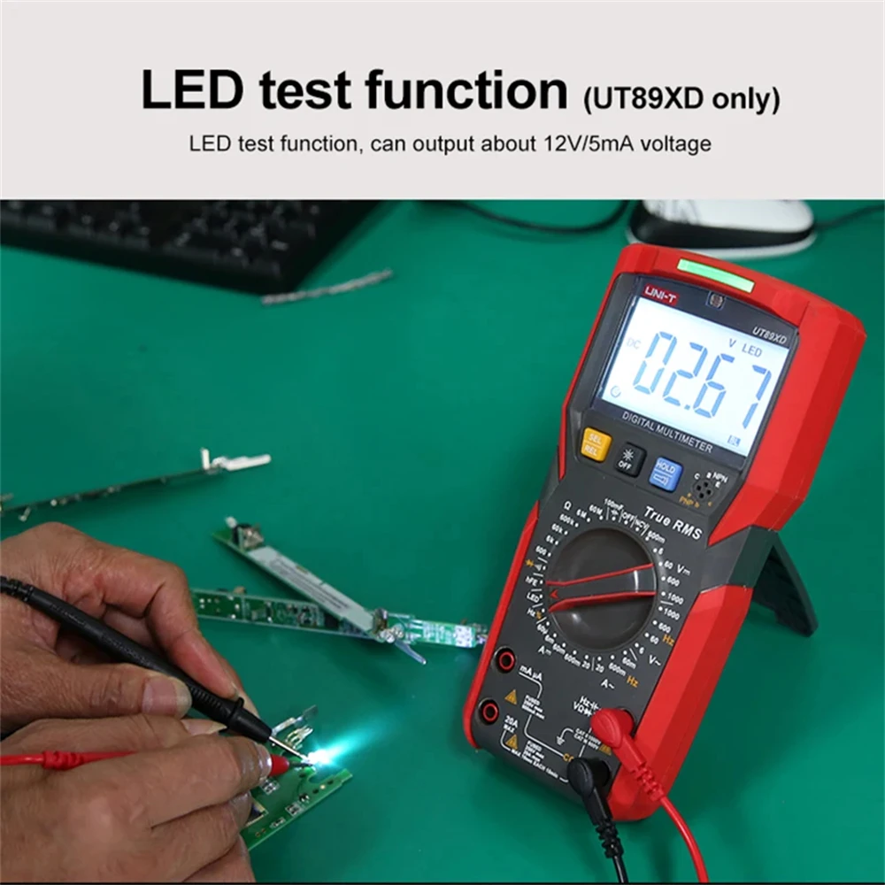 UNI-T 전문 디지털 멀티미터, True RMS AC DC 전류 전압계, Hz Ohm NCV 커패시턴스 저항 테스터, UT89X UT89XD