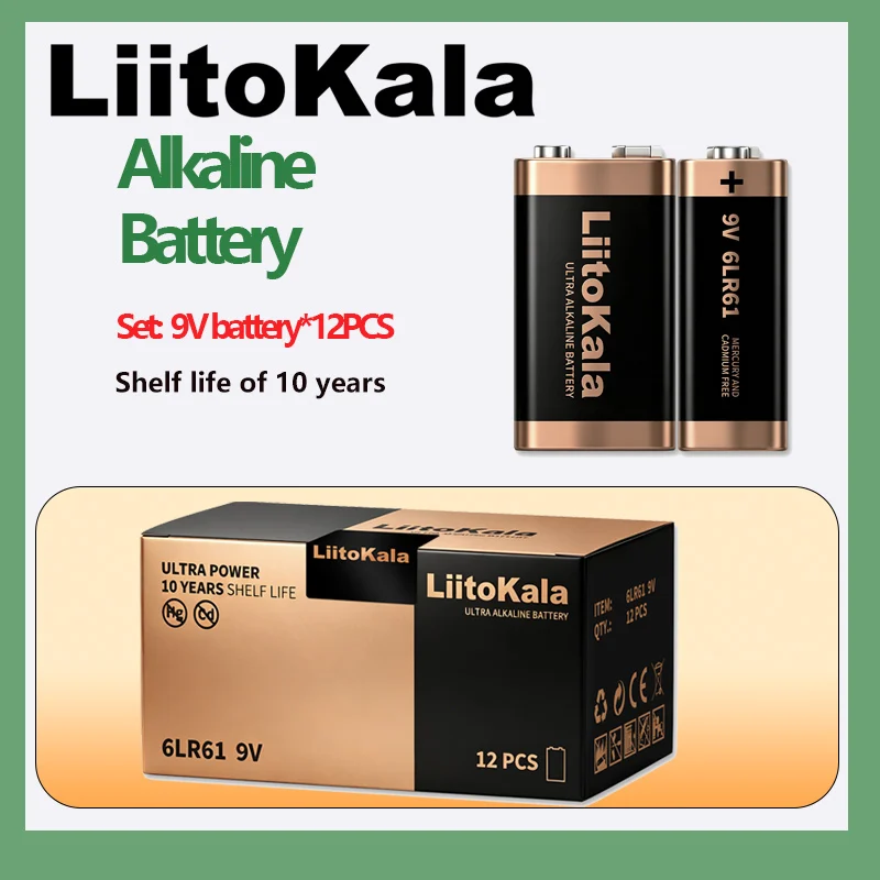 LiitoKala AA 1.5V LR6 AAA LR03 9V Ultra Alkaline Battery Non-Rechargeable 10 Year Shelf Life