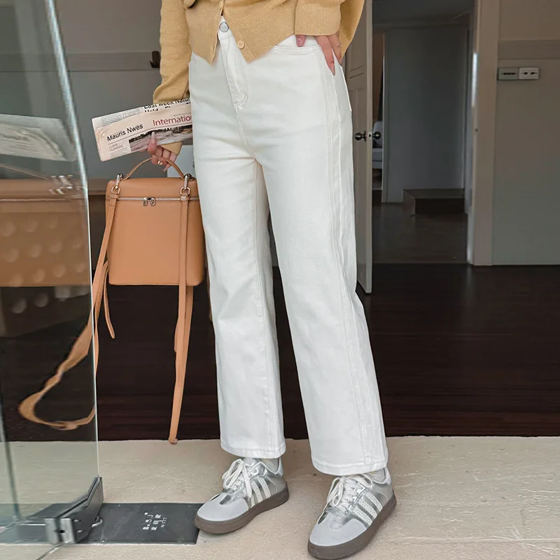 

plus Size Women's Casual High Waist Straight Leg Jeans 9-Piece Pants Versatile Loose Fit Spring 2025 Slimming Effect NK1091