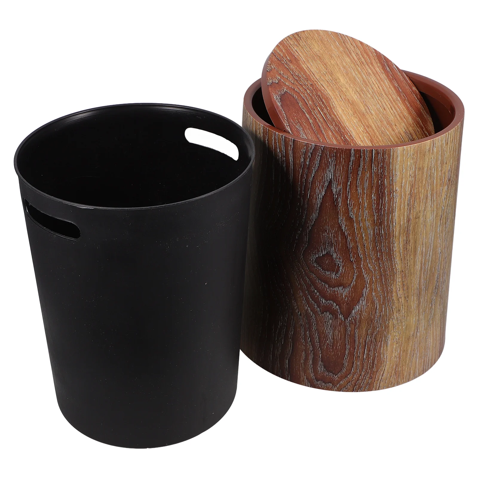 

Imitation Wood Grain Trash Can Large Capacity Plastic Kitchen Bin Slim Design For Bathroom Laundry Home Office Waste Bin Swing