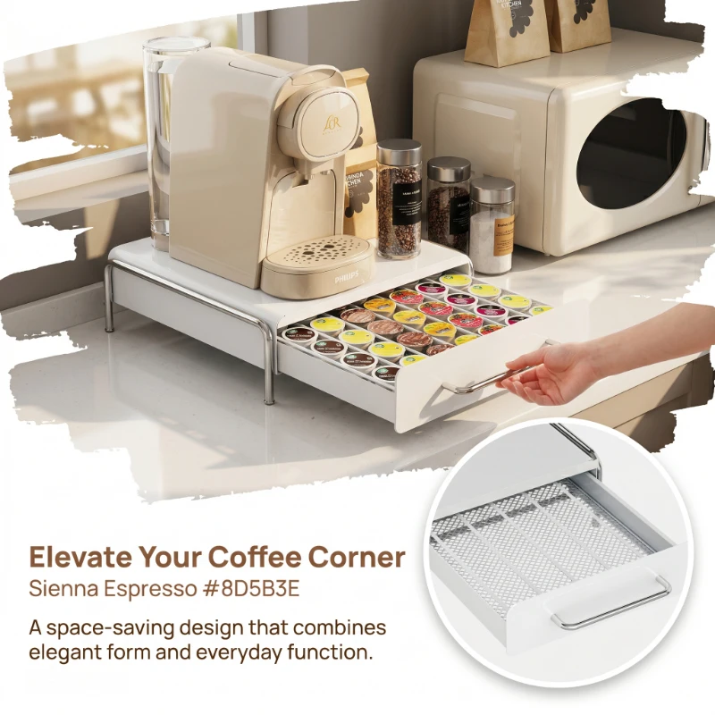 

Coffee Machine Base Storage Drawer Large Size Capsule Coffee Rack Desktop Tea Bag Display Organizer
