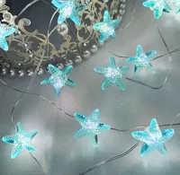 2m 20Led LED Copper Wire Ocean Series Light String Shell Seastar Seahorse Seascrew Under the Sea Kids Birthday Baby Shower Decor