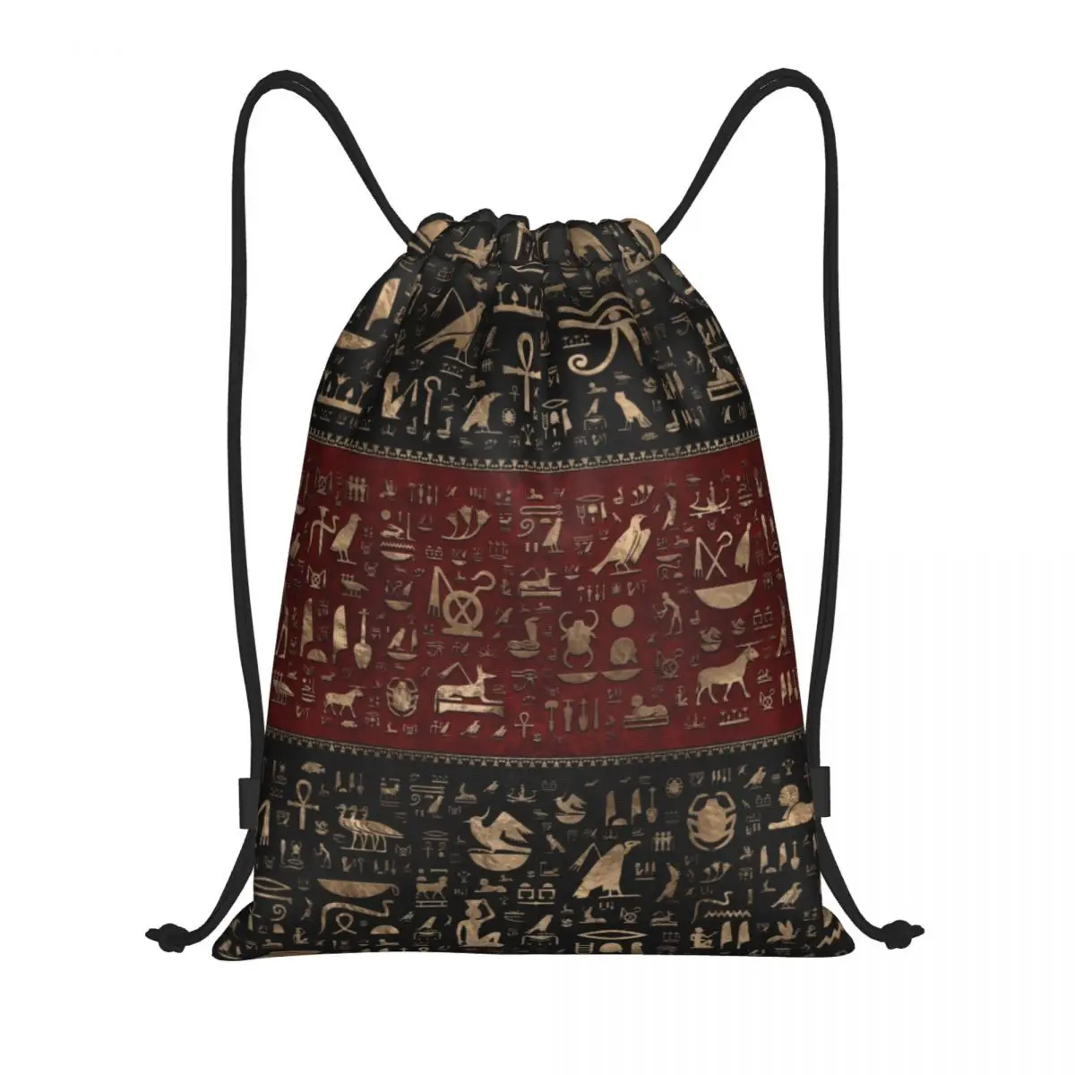 Ancient Egyptian Hieroglyphs Drawstring Backpack Women Men Gym Sport Sackpack Foldable Egypt Culture Training Bag Sack