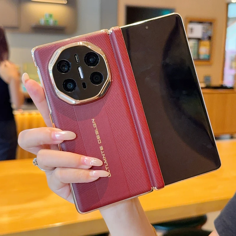 For Huawei Mate X6 X5 X3 double central axis electroplated texture foldable shockproof and fingerprint-resistant phone case view 4
