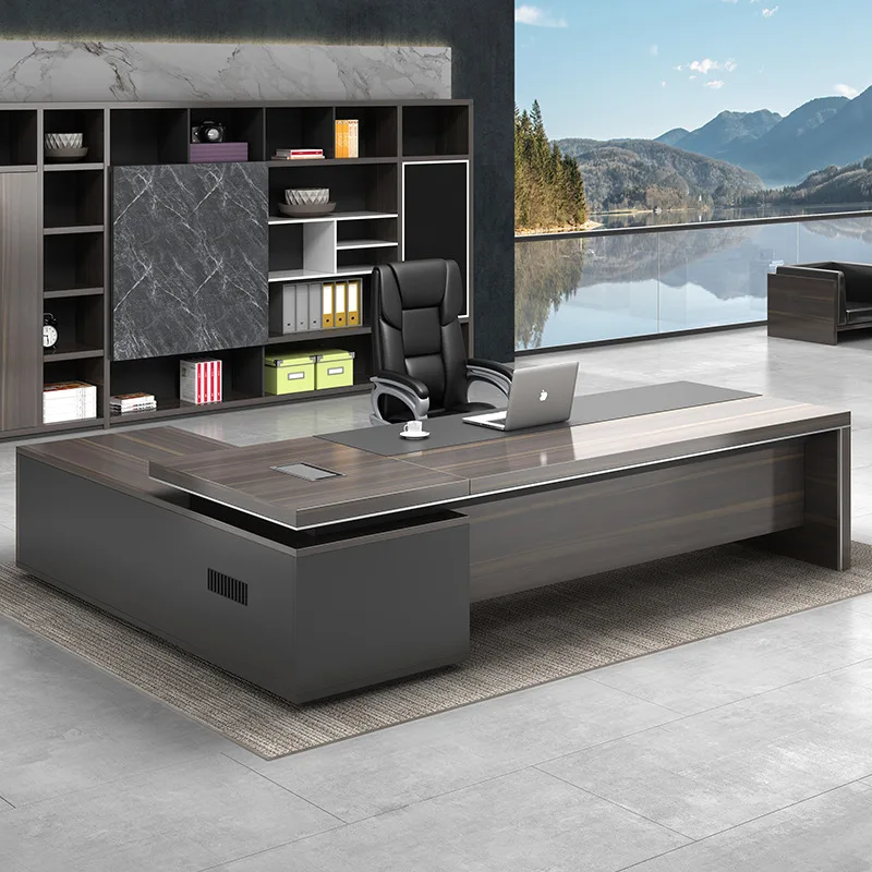 

Письменный стол Boss Простой современный одиночный компьютерный стол Большой президент-менеджер и комбинированный стул для офиса